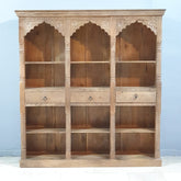 Rajasthan Handcarved Indian Furniture Wooden Vintage Arch Bookshelf 170X40X180 Cm